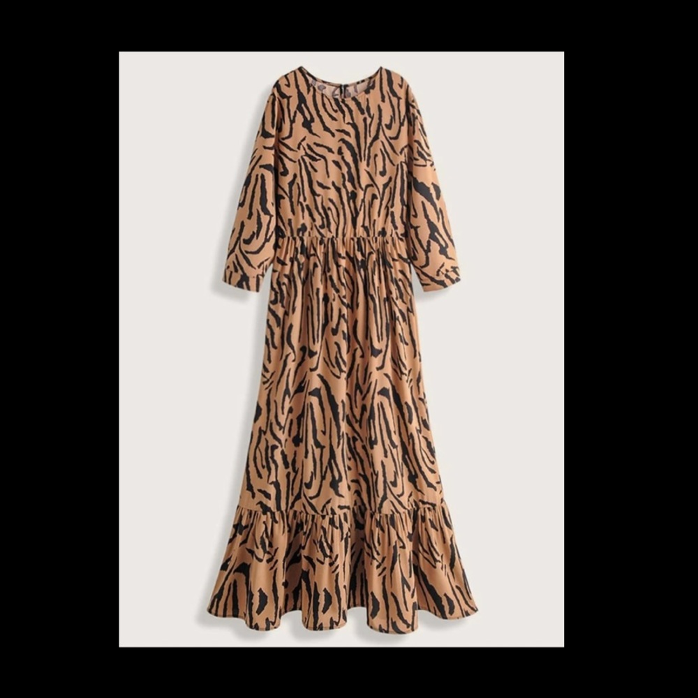 Zebra Print Ruffe Dress